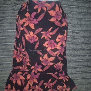 Chico's Black and Pink Floral Pencil Skirt